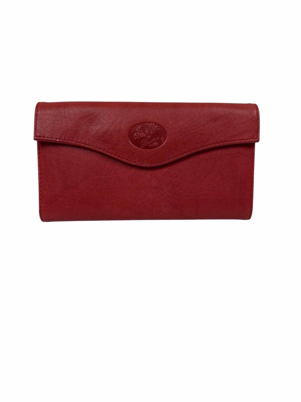 Buxton Genuine Leather Red Checkbook Wallet Vintage Womens Long Bifold Organizer